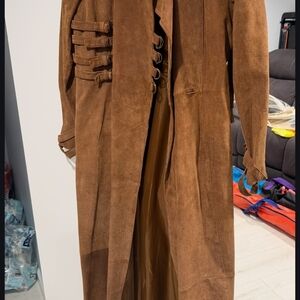 Newport News Brown Suede Coat with Strap Details